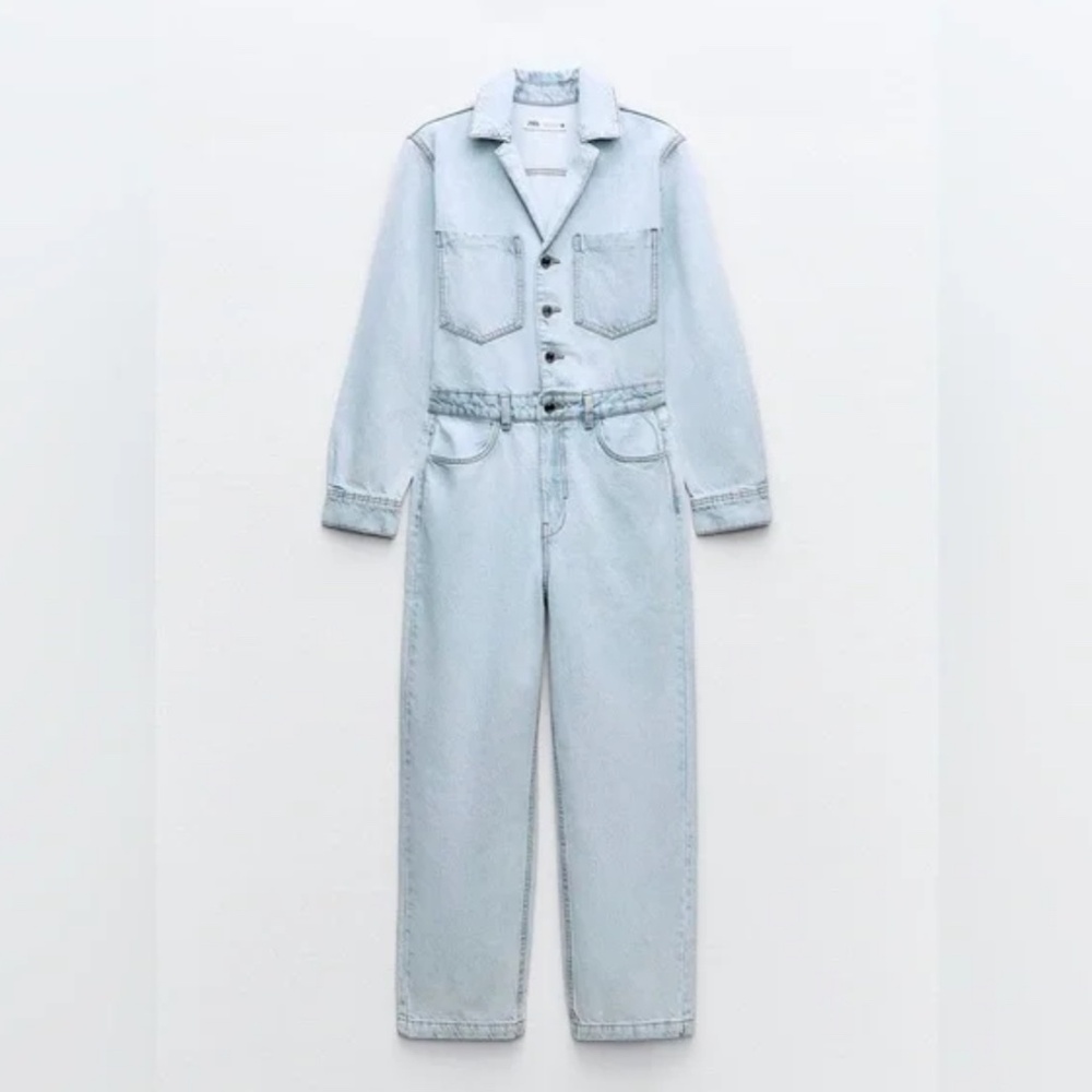 NWT Zara Long Sleeve Denim Jumpsuit